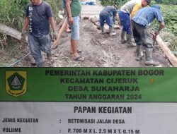 Pemdes Sukaharja Cijeruk Gercep Realisasikan Bantuan Keuangan Untuk Infrastruktur
